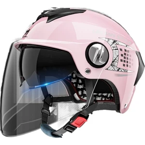 Kask Motosiklet Elektrikli Araba Yaz Güneş Kremi Pil Motosiklet Yarım Kask Erkekler Ve Kadınlar Çift Ayna (Yurt Dışından)