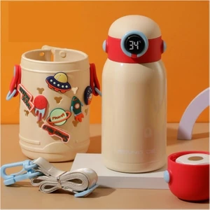 Akıllı Büyük Kapasiteli Çocuk Termos Pipetli Bardak 316 Gıda Sınıfı Paslanmaz Çelik Öğrenci Bebek Su Isıtıcısı Bardağı (Yurt Dışından)