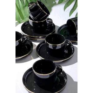 Modern Premium Porselen 12 Parça 6 Kişilik Nescafe Fincan Takımı Siyah
