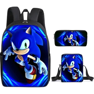 Sonıc Sonic Ilköğretim Okul Çantası Üç Parçalı Okul Çantası Omuz Çantası Kalem Çantası (Yurt Dışından)