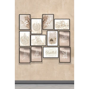 12 Parça Siyah Çerçeve Görünümlü Mdf Tablo Seti