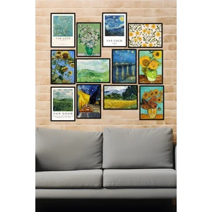 12 Parça Siyah Çerçeve Görünümlü Mdf Tablo Seti