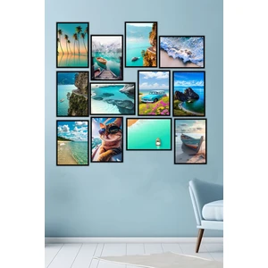 12 Parça Siyah Çerçeve Görünümlü Mdf Tablo Seti