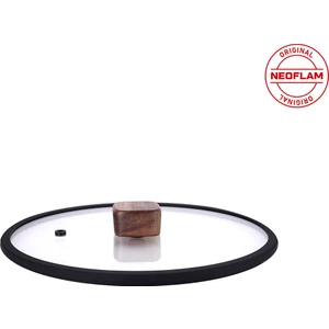 Bien Black 20 cm Silikon Çerçeveli Cam Kapak, Akasya Ağacı Kulplu