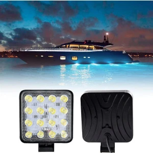 Tekne Için 16 LED 12-24V 48W Kare Çalışma Lambası ve Sis Lambası