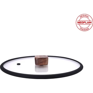 Bien Black 24 cm Silikon Çerçeveli Cam Kapak, Akasya Ağacı Kulplu