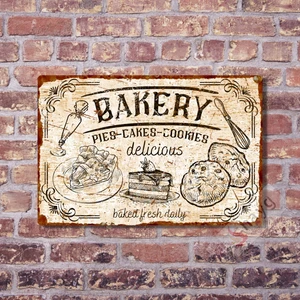 Hayg Equipment Pas Görünümlü Mutfak Levhası - Cafe And Bakery Retro Tarzı Alüminyum Duvar Tabelası 20CM x 30CM