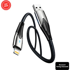 Lightning To USB LED Hızlı Şarj Kablosu iphone Uyumlu 1m (Rosstech Türkiye Garantili)