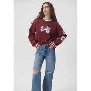 Kadın Scooby Doo Baskılı Bordo Sweatshirt 1S10031-85493