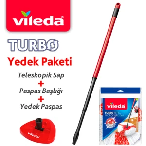 Turbo Teleskopik Sap + Üçgen Başlık + Mikrofiber Yedek Paspas