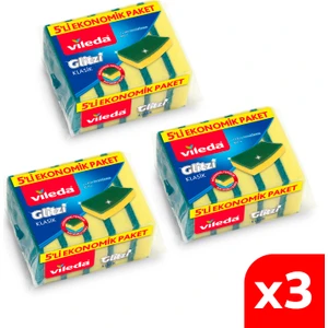 3 Paket 5'li Yeşil Klasik Düz Sünger