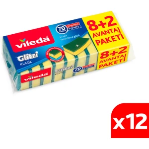 12 Paket 8'li Yeşil Klasik Düz Sünger