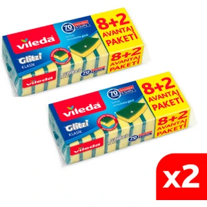 2 Paket 8+2'li Yeşil Klasik Düz Sünger