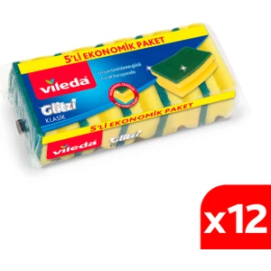 12 Paket 5'li Yeşil Klasik Oluklu Sünger