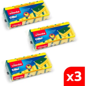 3 Paket 5'li Yeşil Klasik Oluklu Sünger