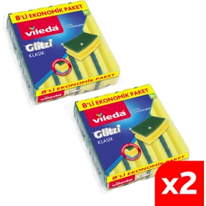 2 Paket 8'li Yeşil Klasik Oluklu Sünger