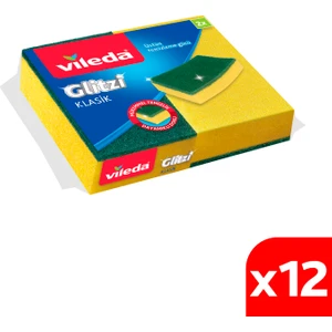 12 Paket 2'li Yeşil Klasik Düz Sünger
