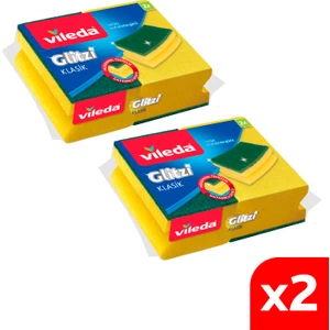 2 Paket 2'li Yeşil Klasik Oluklu Sünger