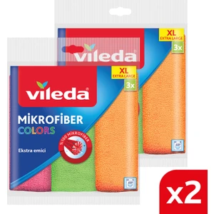 2 Paket 3'lü Mikrofiber Colors XL 36x38 Temizlik Bezi