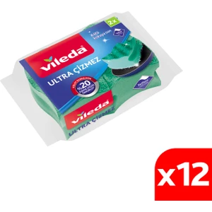 12 Paket 2'li Ultra Çizmez Oluklu Bulaşık Süngeri
