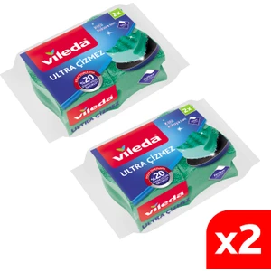 2 Paket 2'li Ultra Çizmez Oluklu Bulaşık Süngeri
