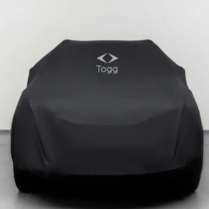 Togg T10X (2023-) Kumaş Logolu Oto Branda Penye Örtü Siyah
