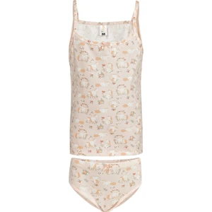 Özkan 43141 Kız Çocuk Pamuklu Desenli İnce Askılı Atlet Külot İç Giyim Takım