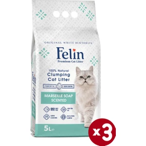 Marsilya Sabunu Kokulu Topaklanan İnce Taneli Kedi Kumu 5lx3