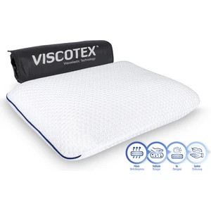 Visco Hava Kanallı Klasik Yastık, High, 60X40X16CM. Beyaz-Lacivert