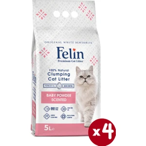 Bebek Pudrası Kokulu Topaklanan İnce Taneli Kedi Kumu 5lx4