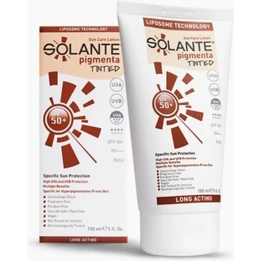 Solante Pigmenta Tinted Güneş Koruyucu Losyon SPF 50+ - Tüm Cilt Tipleri İçin Renkli Formül, 150
