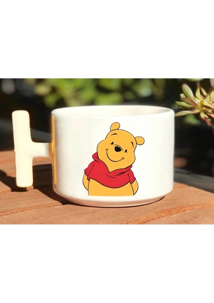 Pooh & Piglet Baskılı Sevgili Çift Çift 2'Li Beyaz T Kulp Kupa Bardak