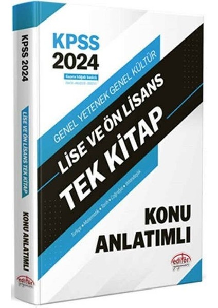 Editör Yayınları 2024 KPSS Lise Ön Lisans Konu Anlatımı Tek Kitap