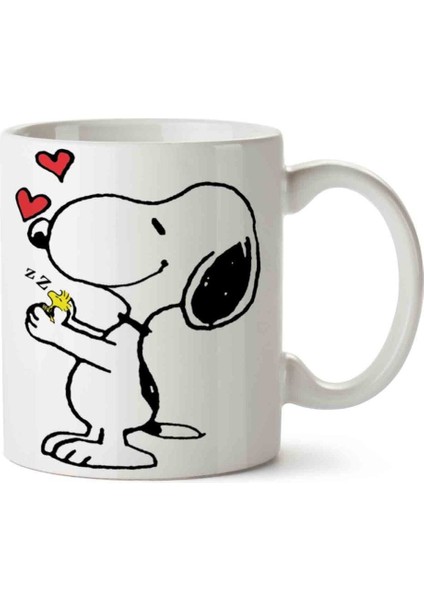 Snoopy Love Kalp Zzzz Porselen Kupa Bardak