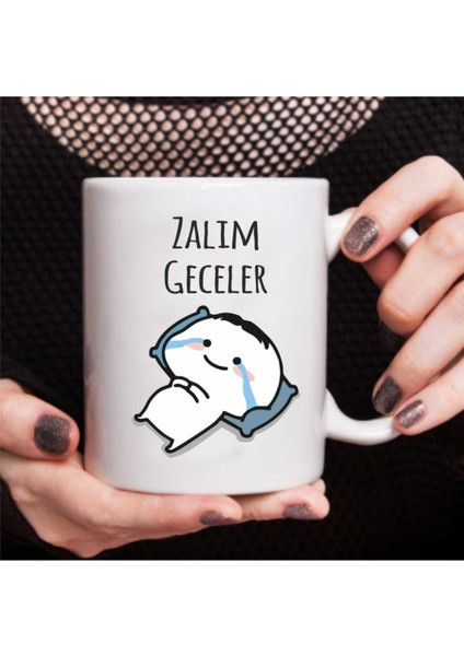 " Zalım Geceler" Baskılı Beyaz Kupa Bardak