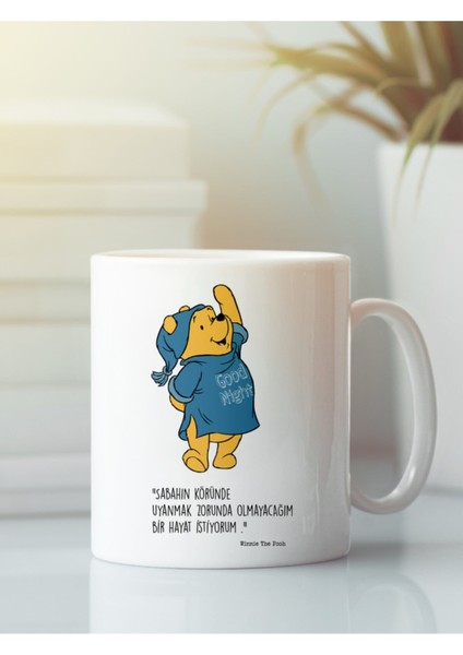 Beyaz Porselen Kupa Bardak Winnie The Pooh Aşk Dostluk Arkadaşlık Kardeşlik Sevgi