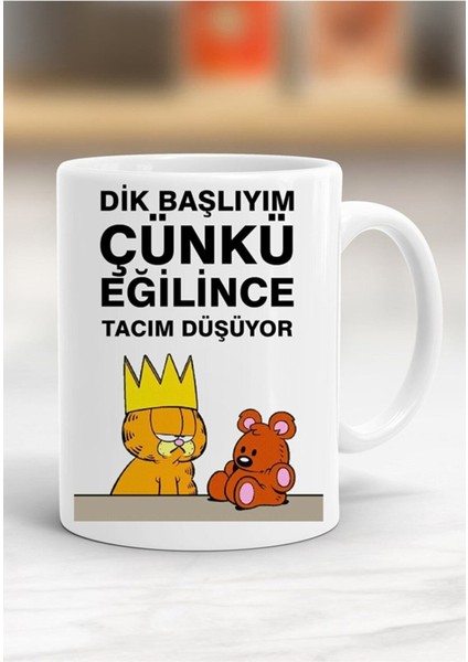 Dik Başlıyım Baskılı Kupa Bardak - Resimli Kupa Bardak - Hediyelik Bardak - Bardak Baskı