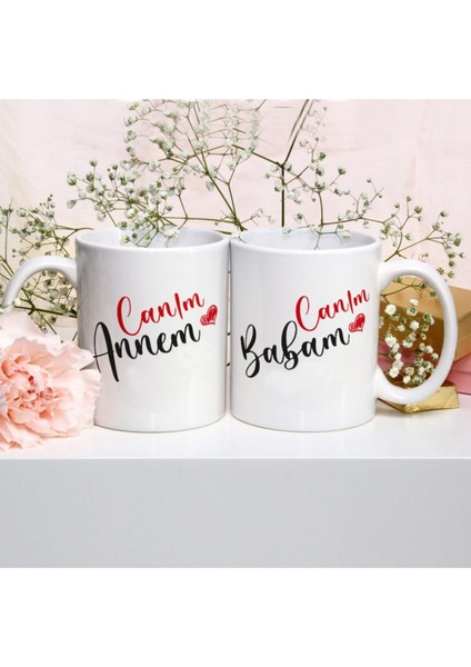 Hediye Anneler Günü Babalar Günü Canım Annem Canım Babam Baskılı Ikili Kupa Bardak 06366