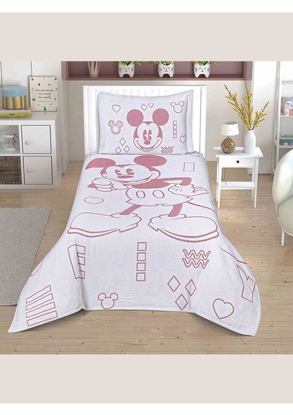 Lisanslı Jakar Yatak Örtüsü Mickey Mouse Tek Kişilik