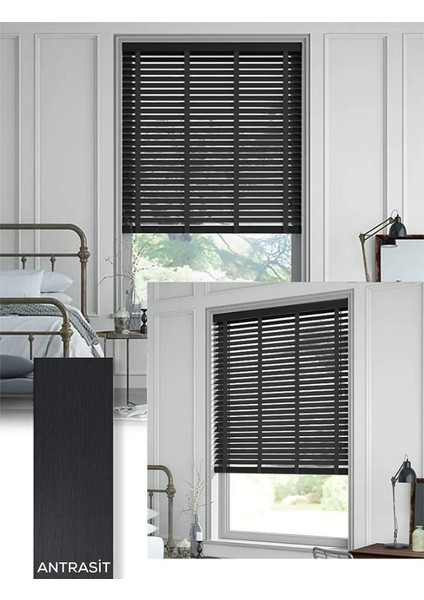 Wooden Blinds %100 Doğal Ahşap Jaluzi Perde 50mm, Alüminyum Kasalı Yüksek Kaliteli - Kurdelalı