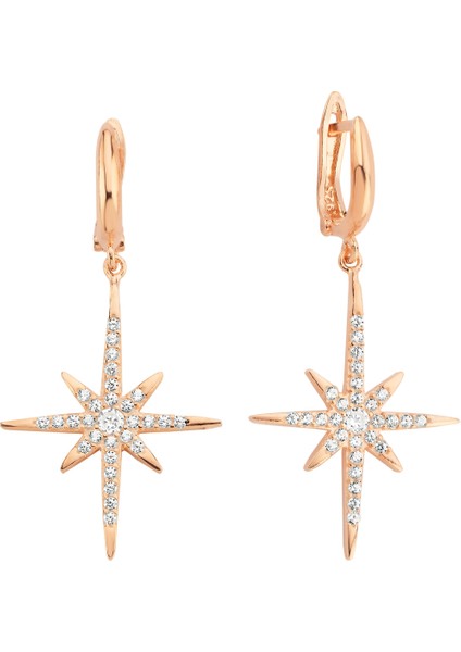 Rose Gümüş Kutup Yıldızı Küpe