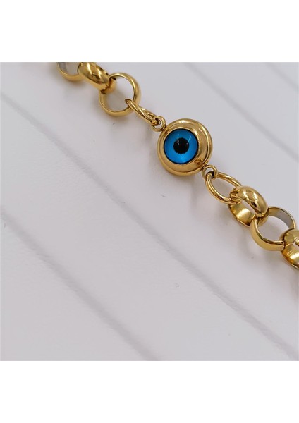 Çelik Gold Göz Boncuklu Büyük Halkalı Doc Bileklik fırsatları