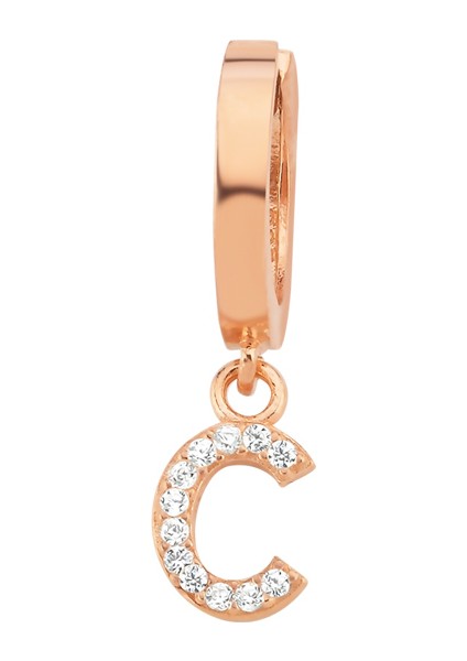 C Harfli Rose Gümüş Tek Küpe fiyatları