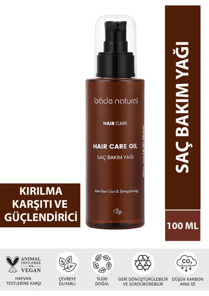 Bade Natural Yıpranmış Saçlara Özel Güçlendirici ve Besleyici %100 Doğal Saç Bakım Yağı 100 ml