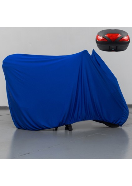 Ramzey Karaca 100 Çantalı Motosiklet Brandası Mavi Penye Örtü Motor Brandası