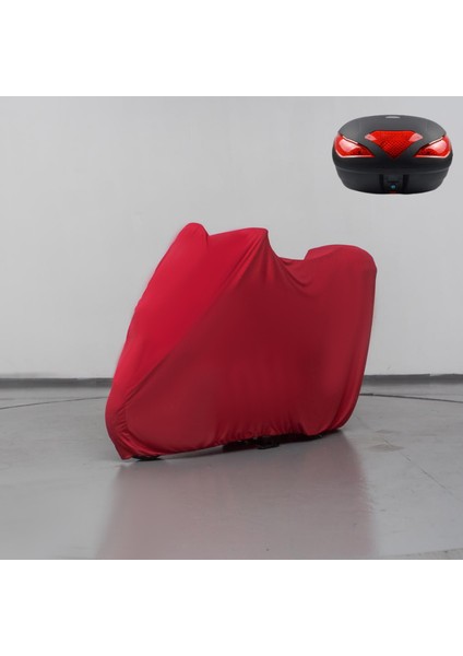 Motoran Scorpion 100 Çantalı Motosiklet Brandası Kırmızı Penye Örtü Motor Brandası