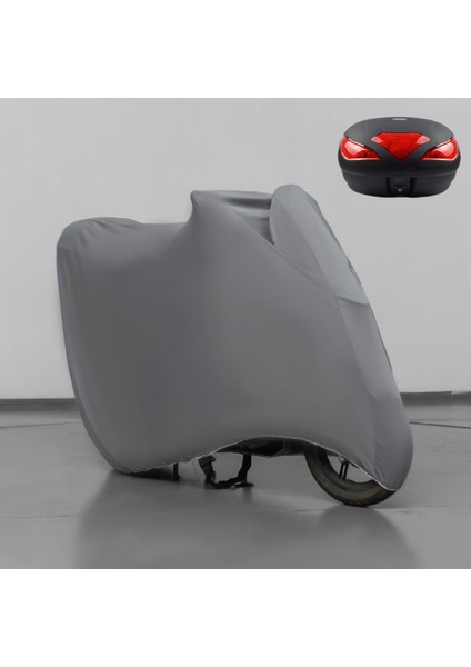 Rks Sniper 50 Pro x Çantalı Motosiklet Brandası Gri Penye Örtü Motor Brandası