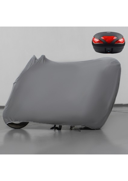 Rks Sniper 50 Pro x Çantalı Motosiklet Brandası Gri Penye Örtü Motor Brandası
