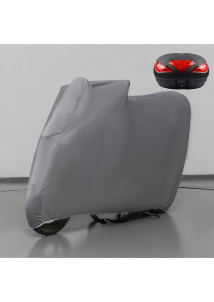 Rks Sniper 50 Pro x Çantalı Motosiklet Brandası Gri Penye Örtü Motor Brandası