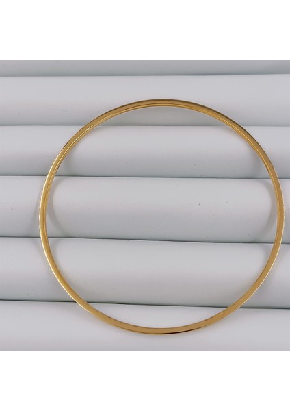 Çelik Gold 6,7 Cm. Büyük Boy Ajda Ince Bilezik Iç Çevresi 21 Cm.